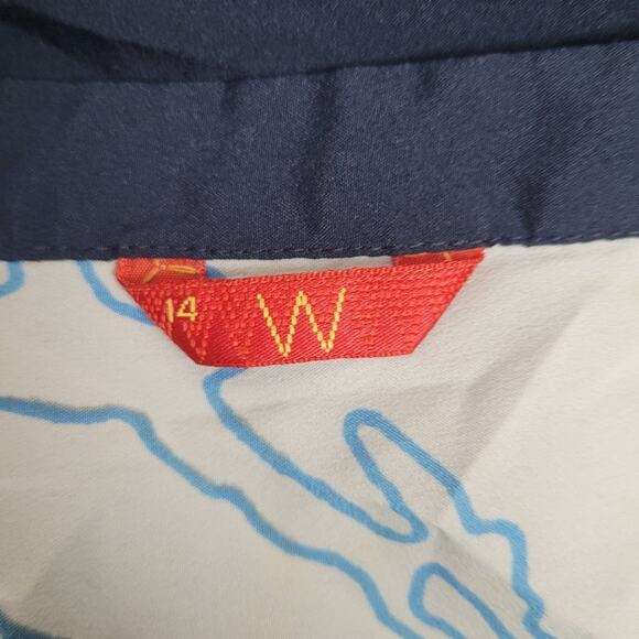 W India Abstract Graphic Maxi Tunic Dress Sz 14 Blue Yellow Inspirational Words - Picture 6 of 10